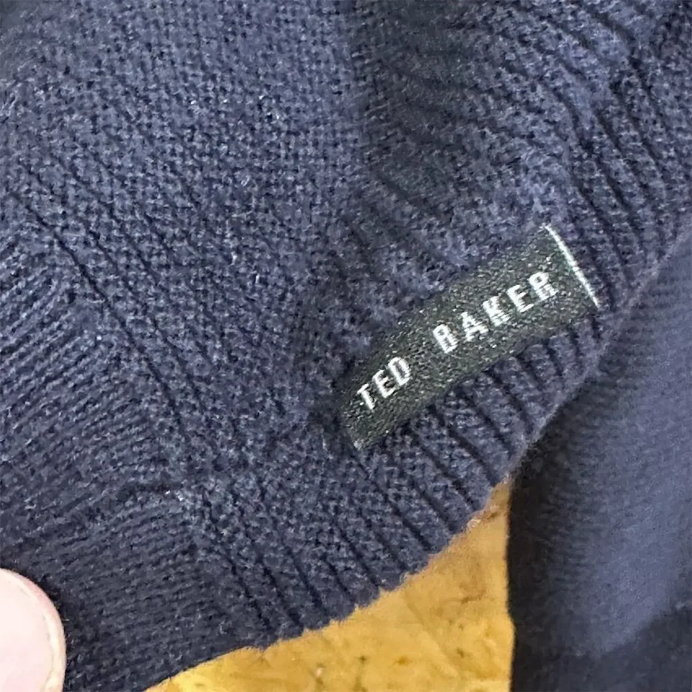 Ted Baker Men's Size 6 Blue Shawl Neck Button Sweater Long Sleeve Casual